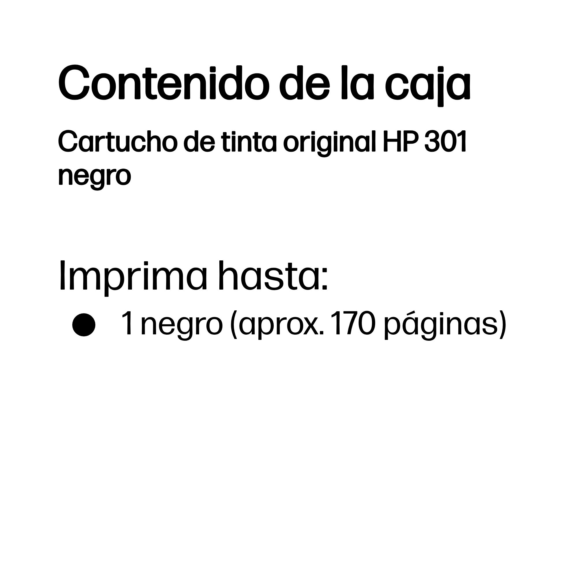 HP Cartucho de tinta original 301 negro - Imagen 2