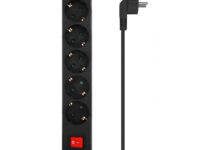 AISENS Base Multiple 5 Tomas con Interruptor con Cable 3×1.5mm2, Negro, 1.4 m