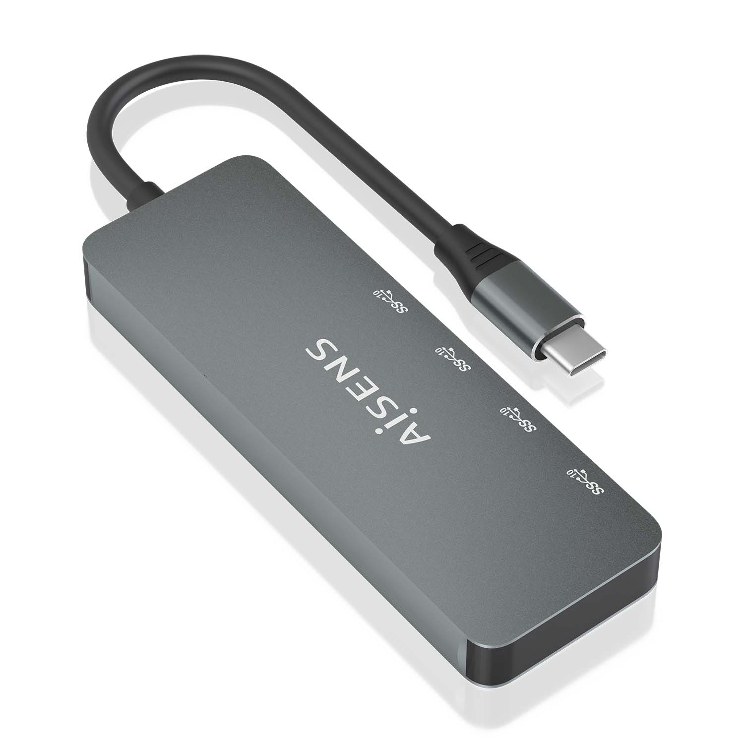 AISENS Hub USB 3.2 Gen2 10G USB-C, USB-C/M-4xUSB-C/H, Gris, 15cm - Imagen 2