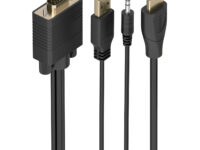 AISENS Cable Conversor HDMI a SVGA+Audio, HDMI A/M-SVGA/M+Jack 3.5/M+USB-A/M, Negro, 1.0m