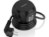 AISENS Regleta de Enchufes Sobremesa Multifuncion con 3 Tomas + 2xUSB-C, 2xUSB-A, 1.4M, Negro