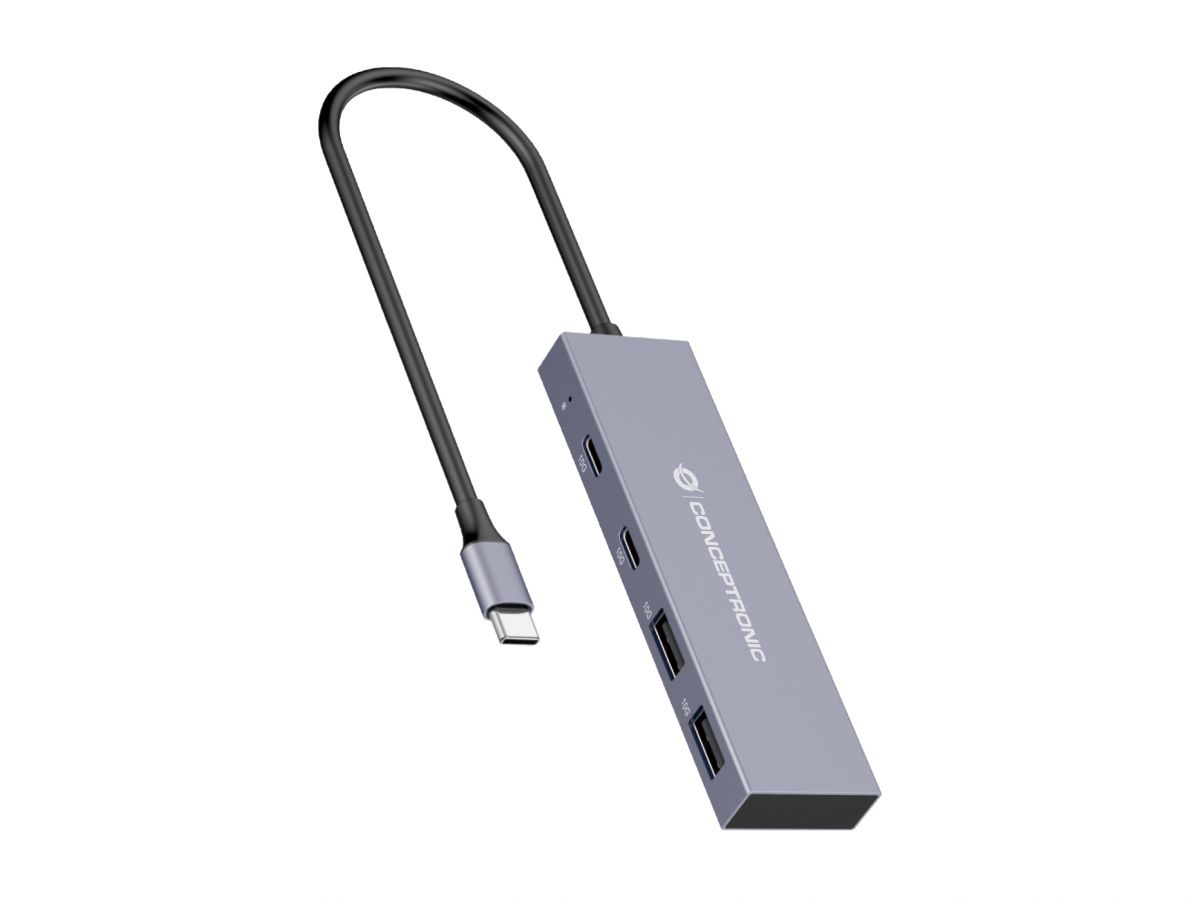Conceptronic HUBBIES13G hub de interfaz USB 3.2 Gen 2 (3.1 Gen 2) Type-C 10000 Mbit/s Gris