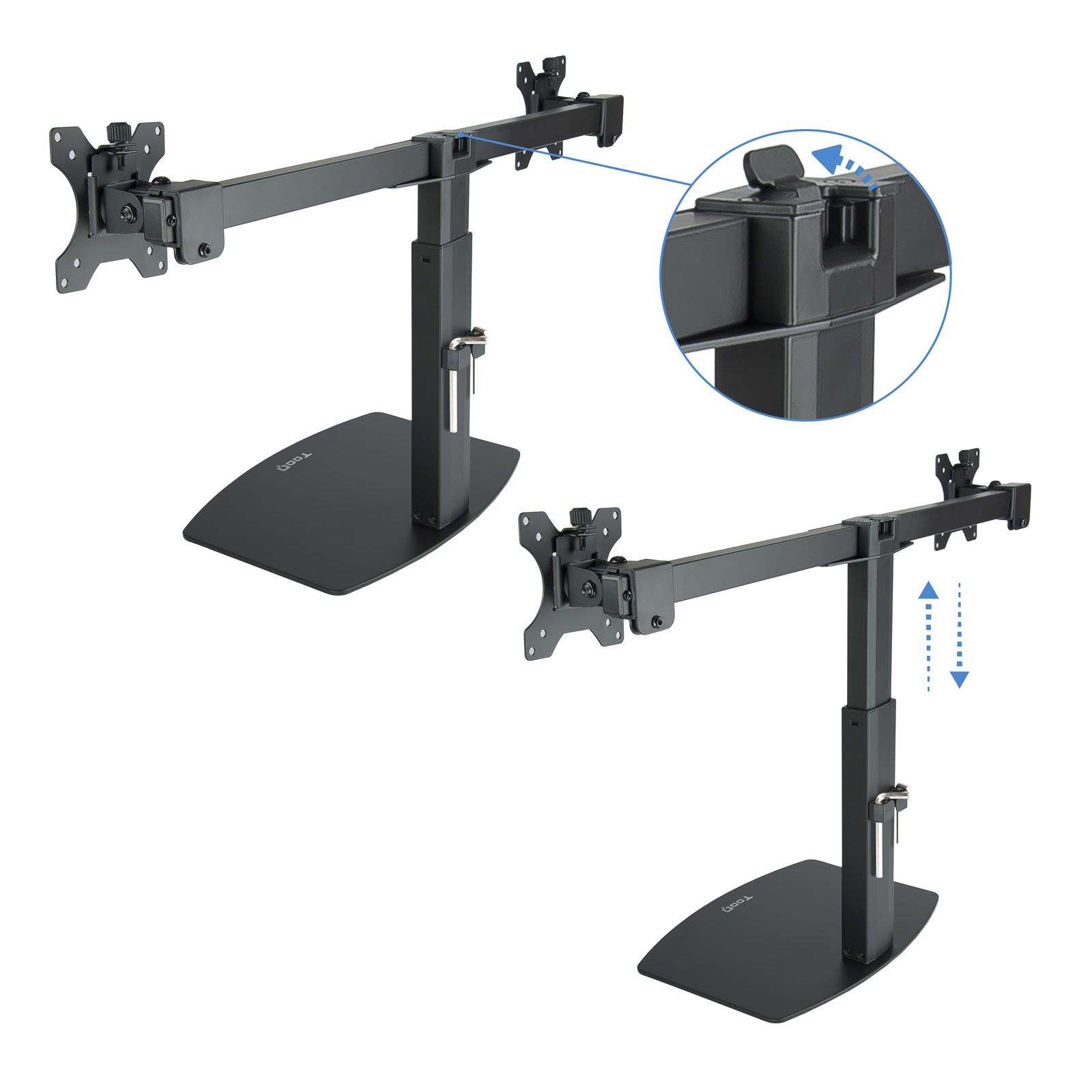 TooQ Soporte de mesa para 2 pantallas (monitor / plasma / LCD / LED) 17'-27' - Imagen 3
