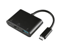AISENS Conversor USB C a HDMI/USB-C/Tipo A USB 3.0, 3 en 1, Negro, 15cm