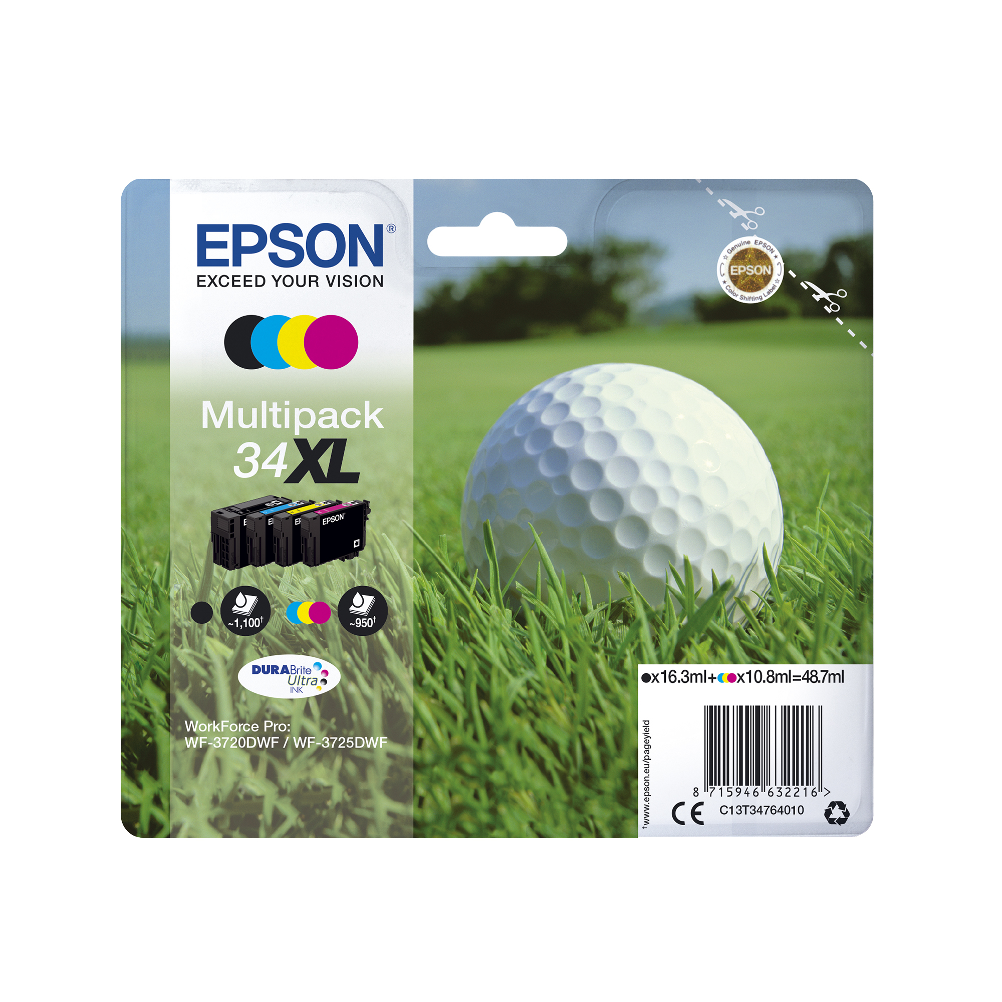 Epson Golf ball Tinta amarilla 34 DURABrite Ultra Pelota de golf