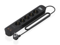 AISENS Regleta de Enchufes Multifuncion con 5 Tomas + Cargador PD3.0 20W 2xUSB-C, 2xUSB-A, 1.4m, Negro