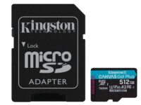 Kingston Technology Tarjeta microSDXC Canvas Go Plus Gen4 de 512 GB, 200 MB/s, A2 U3 V30 y adaptador