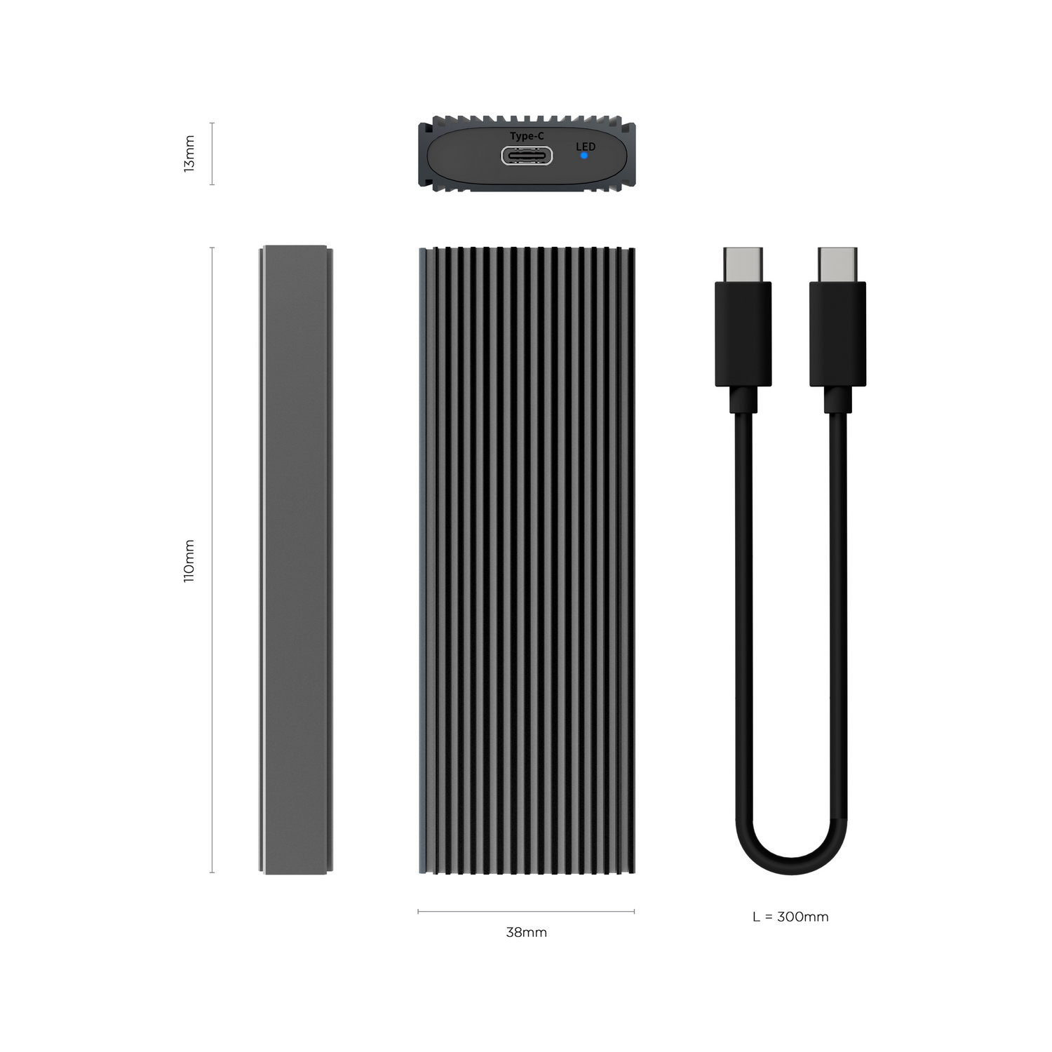 AISENS Caja Externa M.2 (NGFF) ASM2-023GR NVMe A USB3.2 Gen2, Gris - Imagen 3