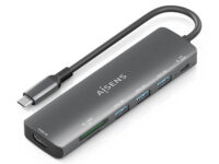 AISENS USB-C Dock 7 en 1, USB-C A, 1x HDMI, 3x USB-A, 1x USB-C PD 100W, 1x SD, 1x MicroSD, Gris, 15cm