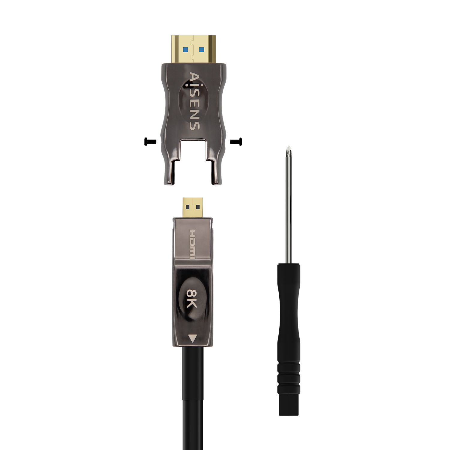 AISENS Cable Hdmi V2.1 AOC Desmontable Ultra Alta Velocidad / Hec 8K@60Hz 4K@120Hz 4:4:4 48Gbps, A/M-D/A/M, Negro, 30M - Imagen 3