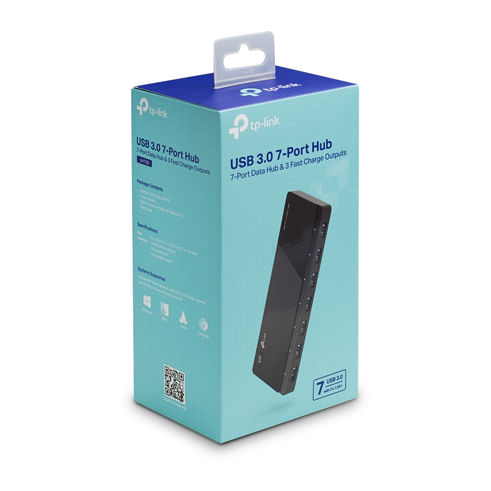 TP-Link UH700 hub de interfaz USB 3.2 Gen 1 (3.1 Gen 1) Micro-B 5000 Mbit/s Negro - Imagen 2