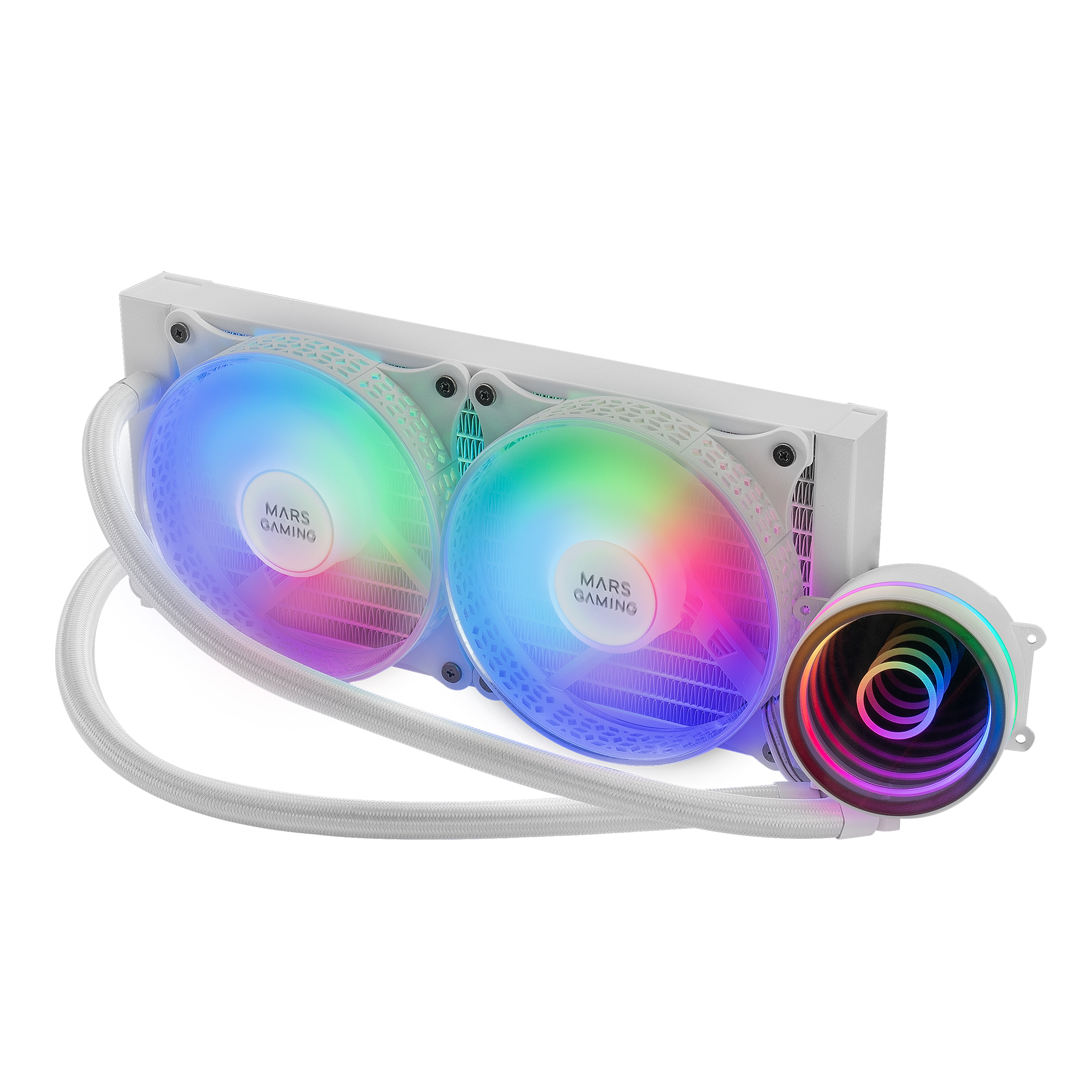 Mars Gaming ML-ONE240 Blanco, Refrigeración Líquida CPU, TDP 400W, Espejo Infinito, 2 Ventiladores FRGB Silenciosos, Multisocket Universal - Imagen 3