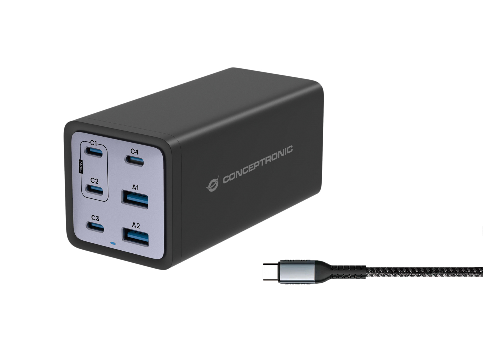 Conceptronic OZUL06BE cargador de dispositivo móvil Universal Negro Corriente alterna Carga rápida Interior