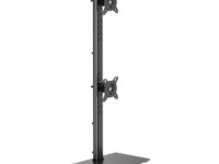 AISENS Soporte de Mesa Con Peana Eco Giratorio e Inclinable para 2 Monitor/TV 12kg de 17-34, Negro
