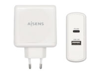 AISENS Cargador 57 W, 1x USB-C PD3.0 45 W, 1x USB-A 5 V / 2.4 A 12 W, Blanco