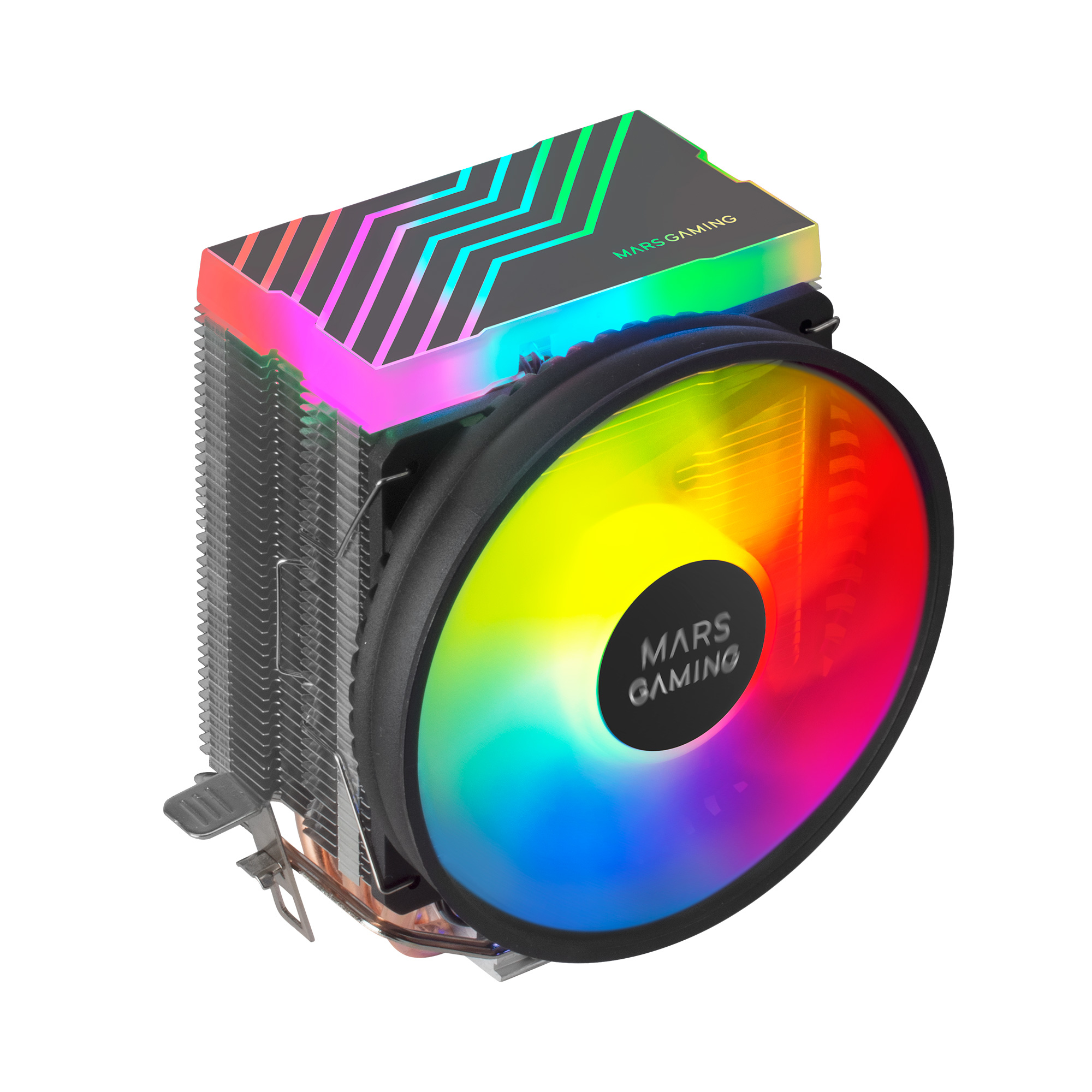 Mars Gaming MCPU33, Disipador CPU Dual FRGB, 3 Heatpipes HCT, TDP 140W, Ventilador Ultra-silencioso PWM 11 cm, Color Negro
