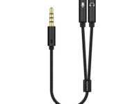 AISENS Cable Adaptador Audio Jack 3.5 4pines/M-2xjack 3.5 3pines/H, Negro, 25cm