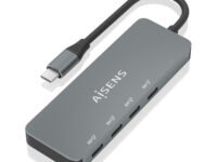 AISENS Hub USB 3.2 Gen2 10G USB-C, USB-C/M-4xUSB-C/H, Gris, 15cm