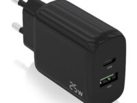 AISENS Cargador 25W, 1xUSB-C PD3.0, 1xUSB-A QC3.0, Negro