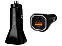 AISENS Cargador de Coche 38W,1XUSB-C PD3.0 20W,1XUSB-A QC3.0 18W, Negro