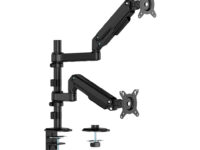AISENS Soporte de Mesa Eco Contrapeso Giratorio e Inclinable Para Monitor/TV 9kg (3 Pivotes, 2 Brazos) de 17-32', Negro