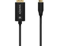 AISENS Cable Conversor Aluminio USB-C a Displayport 8K@60Hz, USB-C/M-DP/M, Negro, 0.8M