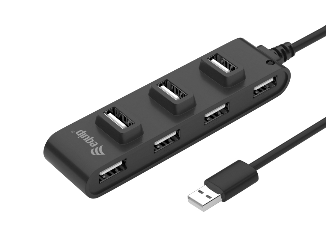Equip 128957 hub de interfaz USB 2.0 480 Mbit/s Negro