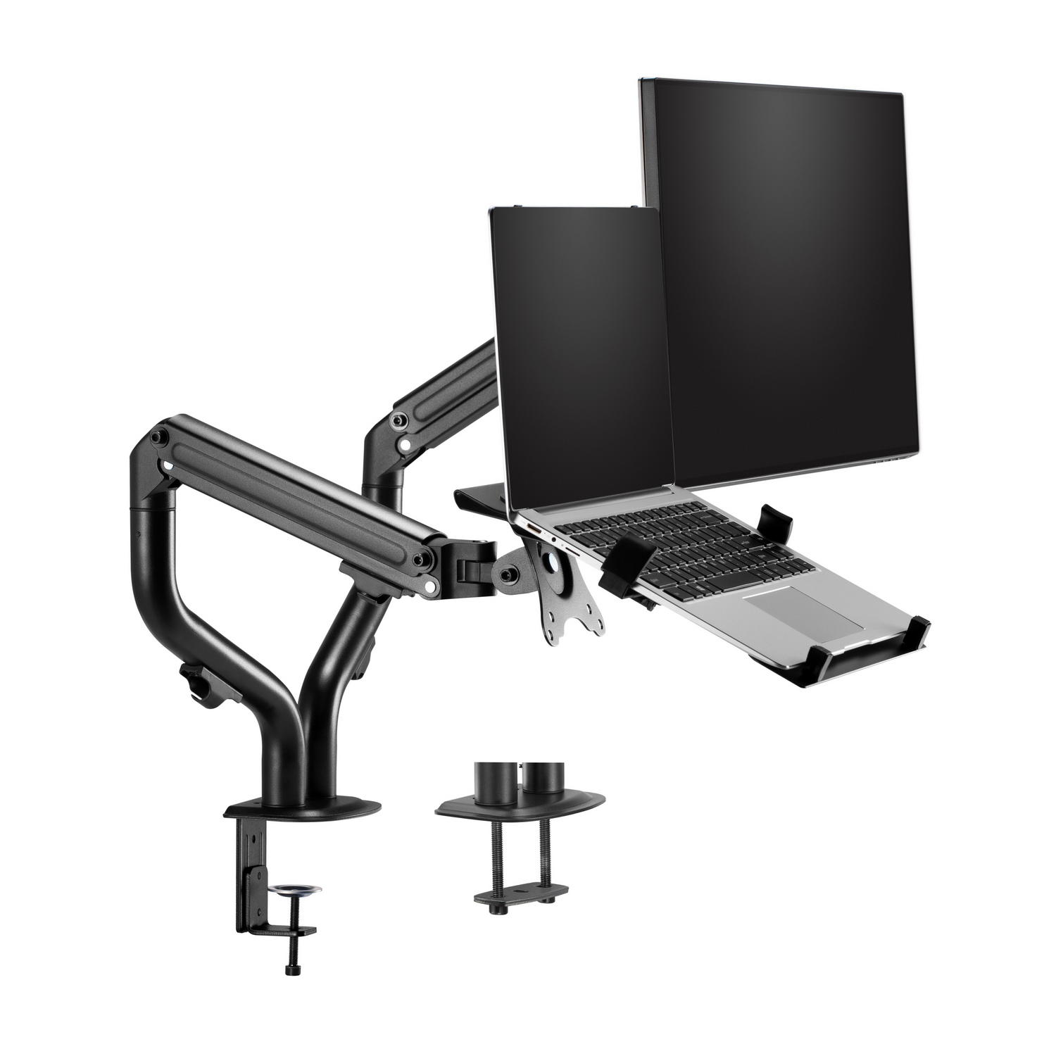AISENS Soporte de Mesa Contrapeso Giratorio e Inclinable para Portatil y Monitor/TV 8Kg de 17-32, Negro - Imagen 2