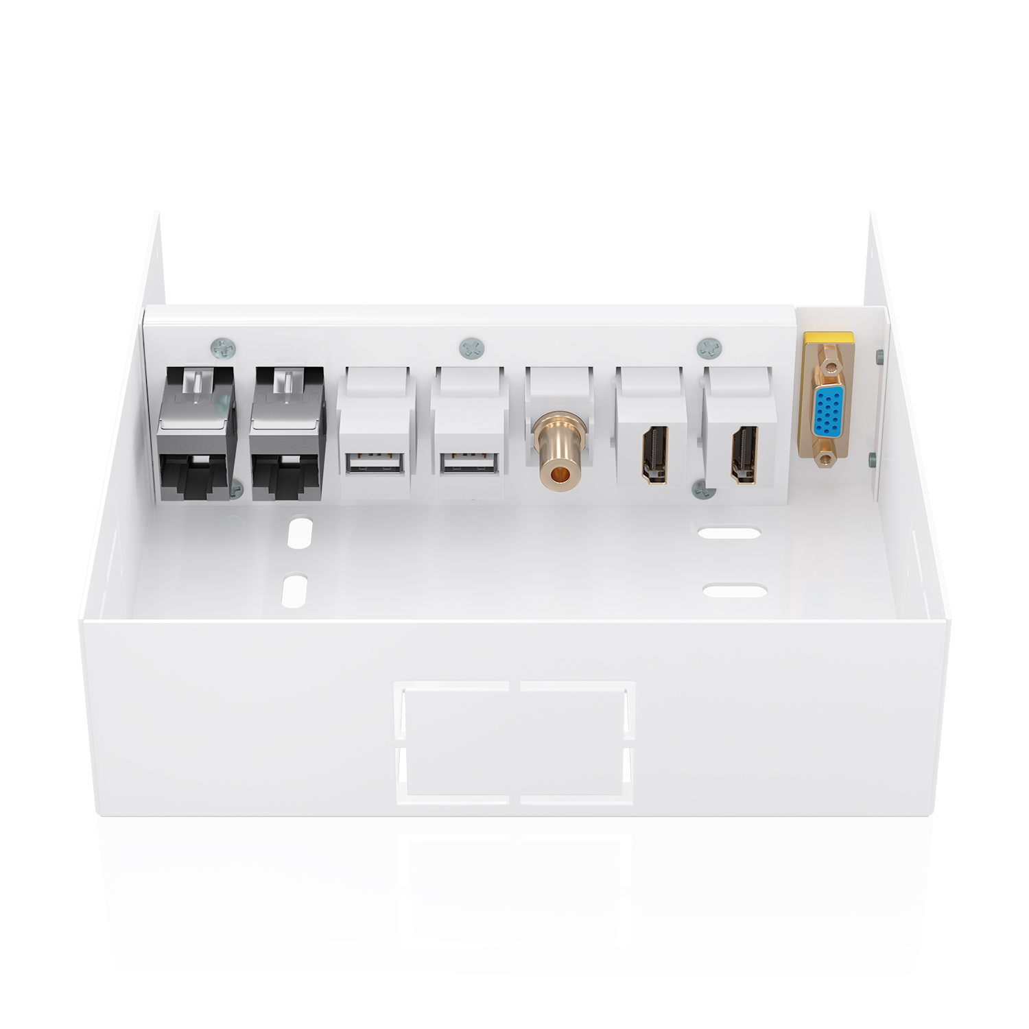AISENS Caja de Conexiones VGA+Jack 3.5+2xHDMI+2xUSB-B+2xRJ45 Cat.6A STP, Blanco - Imagen 3