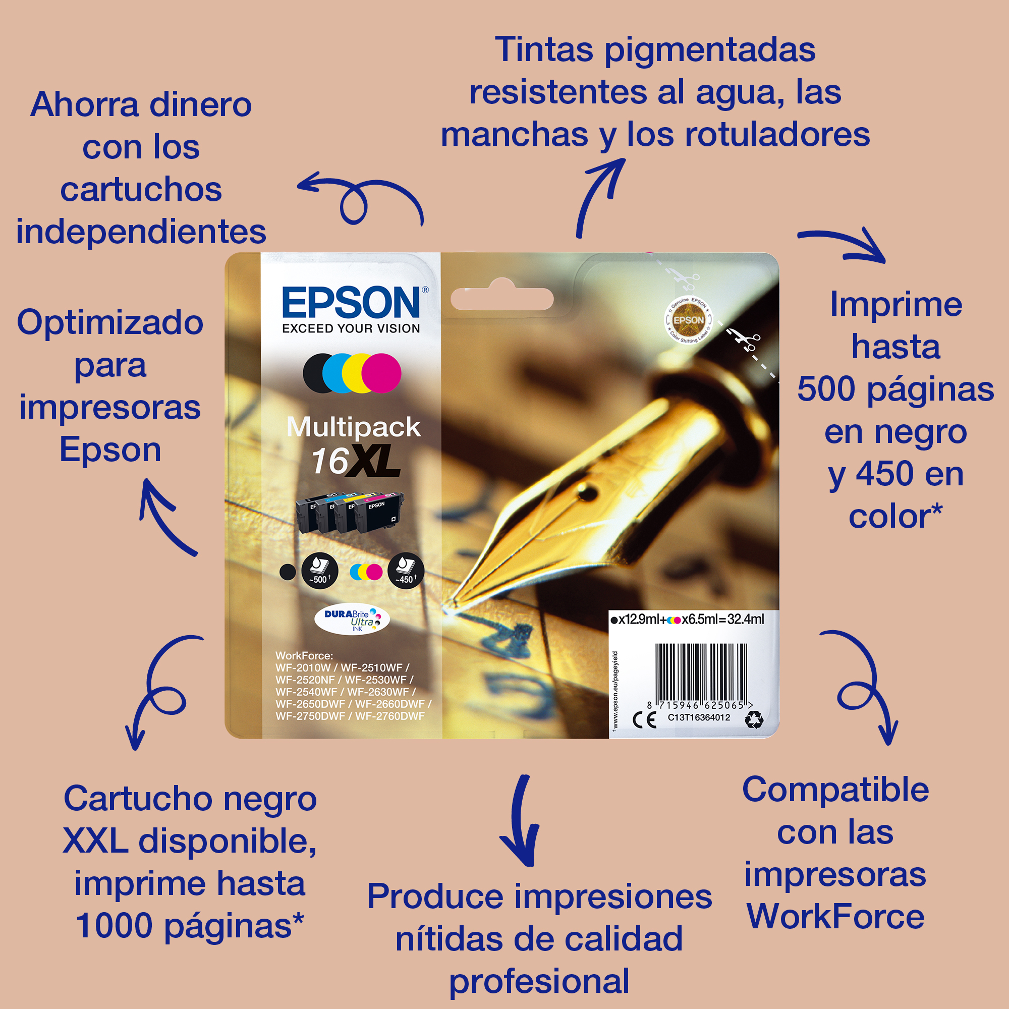 Epson Pen and crossword Singlepack Cyan 16XL DURABrite Ultra