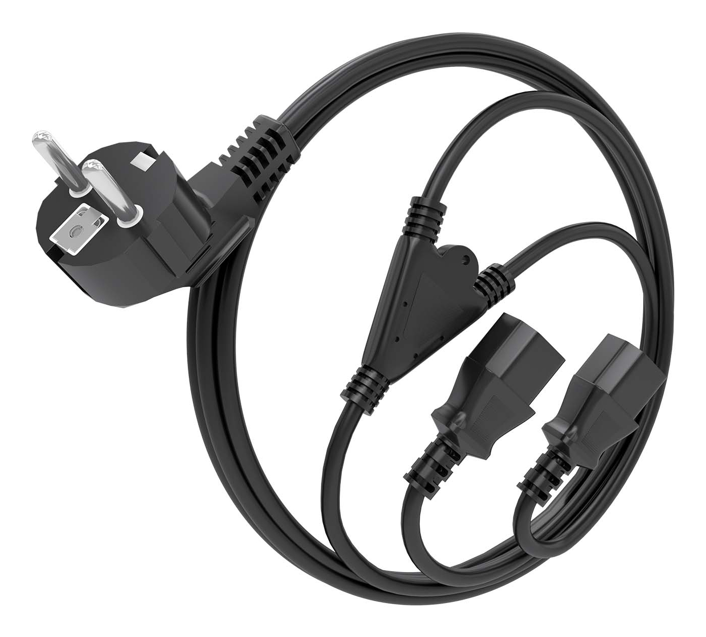 AISENS Cable Alimentacion CPU, CEE7/M-2xC13/H, Negro, 1.8M - Imagen 2