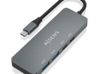 AISENS Hub USB 3.2 Gen2 10G USB-C, USB-C/M-2xUSB-C/H-2xUSB-A/H, Gris, 15cm