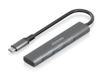 AISENS Hub USB 3.1 USB-C, USB-C/M-4x Tipo A/H, Gris, 15cm