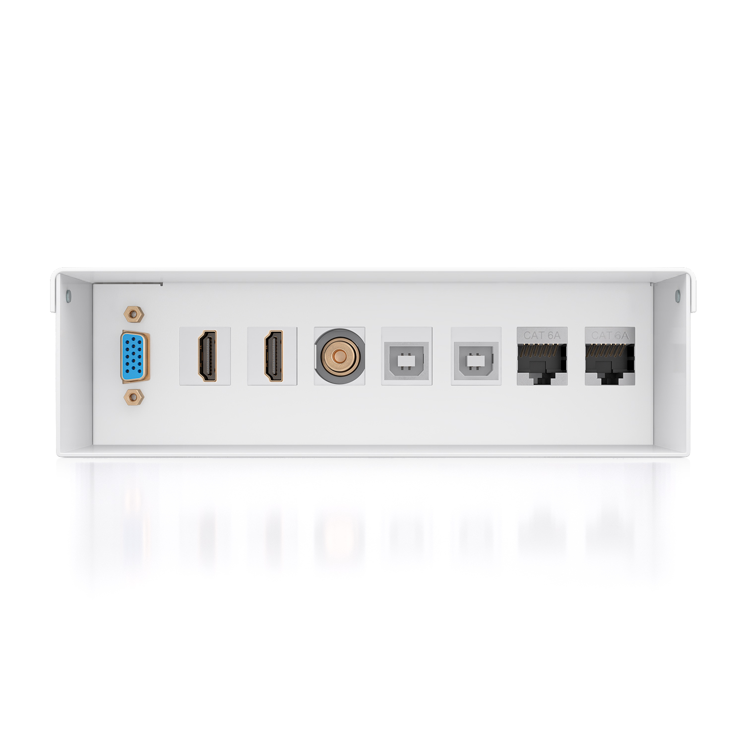 AISENS Caja de Conexiones VGA+Jack 3.5+2xHDMI+2xUSB-B+2xRJ45 Cat.6A STP, Blanco - Imagen 2