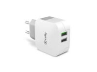Celly TC2USBTURBO cargador de dispositivo móvil Smartphone, Tableta Blanco Corriente alterna Interior
