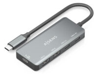 AISENS Hub USB 3.1 USB-C, USB-C/M-1xUSB-C PD 100W+1xUSB-C USB3.0/H+1xUSB-C USB2.0/H+2xUSB-A USB2.0/H, Gris, 15cm