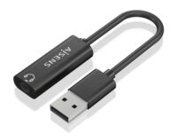 AISENS Conversor USB-A a Audio 48KHz, USB-A/M-Jack 3.5/H, Negro, 10 cm