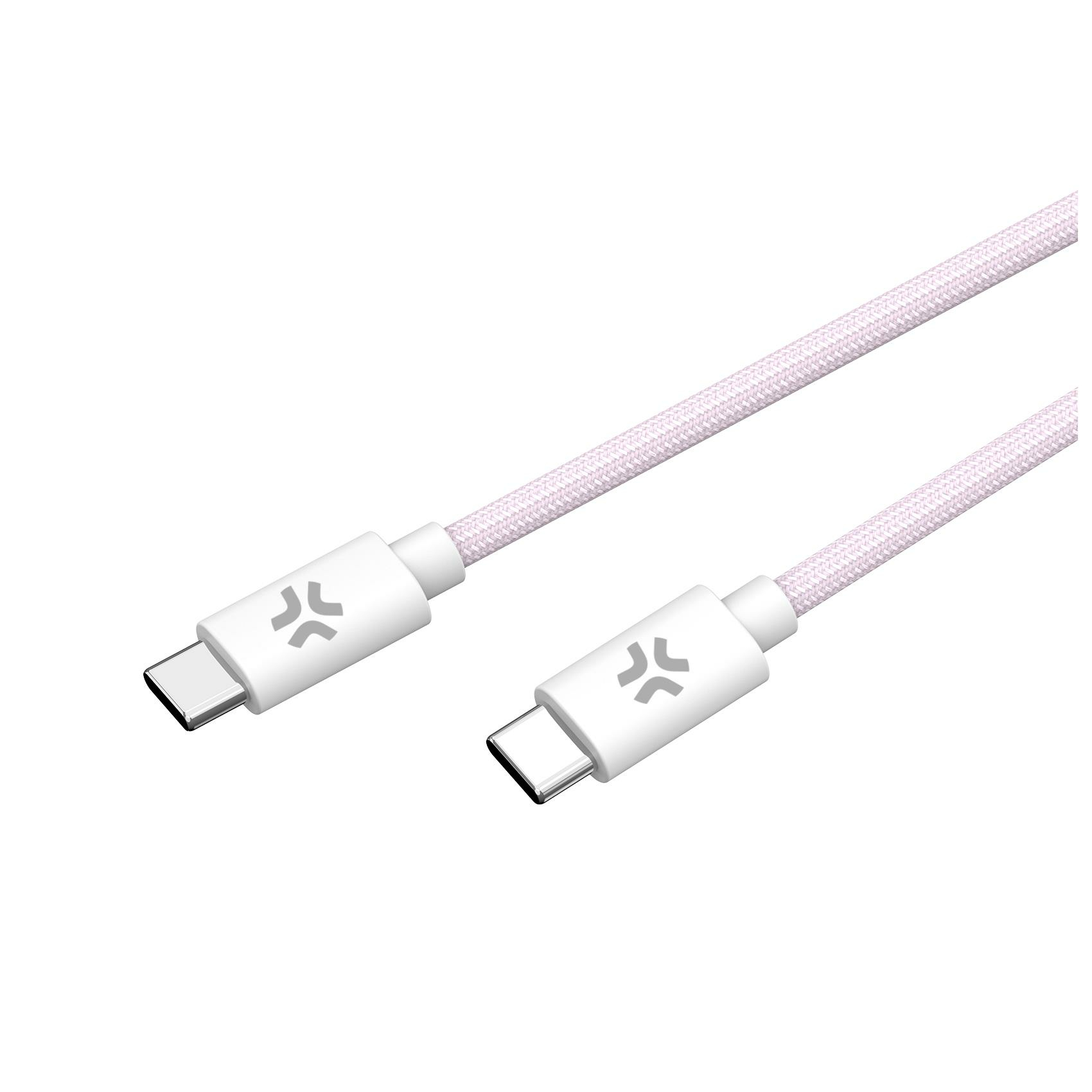 Celly USBCUSBCCOTTPK cable USB 1,5 m USB C 60 W Rosa, Blanco - Imagen 2