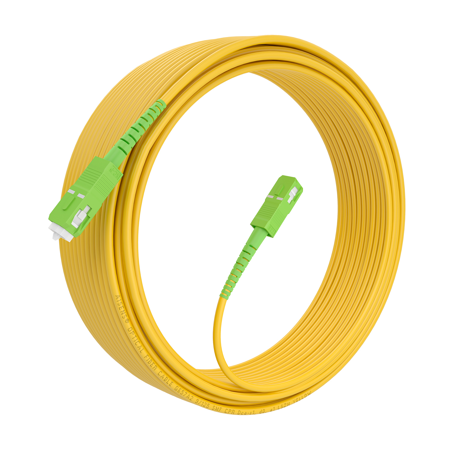 AISENS Cable Fibra Óptica Latiguillo G657A2 3.0 9/125 SMF Simplex CPR DCA LSZH, SC/APC-SC/APC, Amarillo, 10m - Imagen 2
