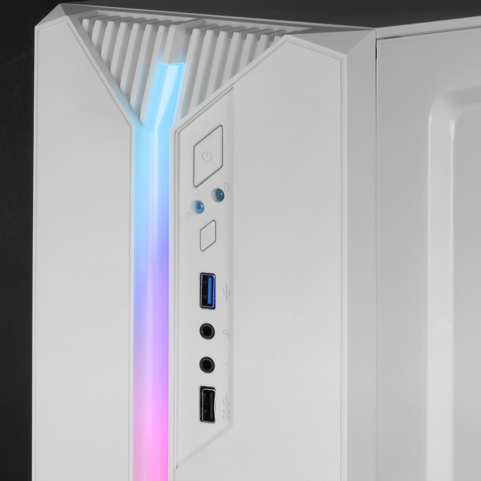 Mars Gaming MC-S1, Caja PC Compacta Gaming Micro-ATX, Iluminación ARGB 12 Modos, Ventilador FRGB, Ventana Lateral Completa RGB, Blanco - Imagen 3