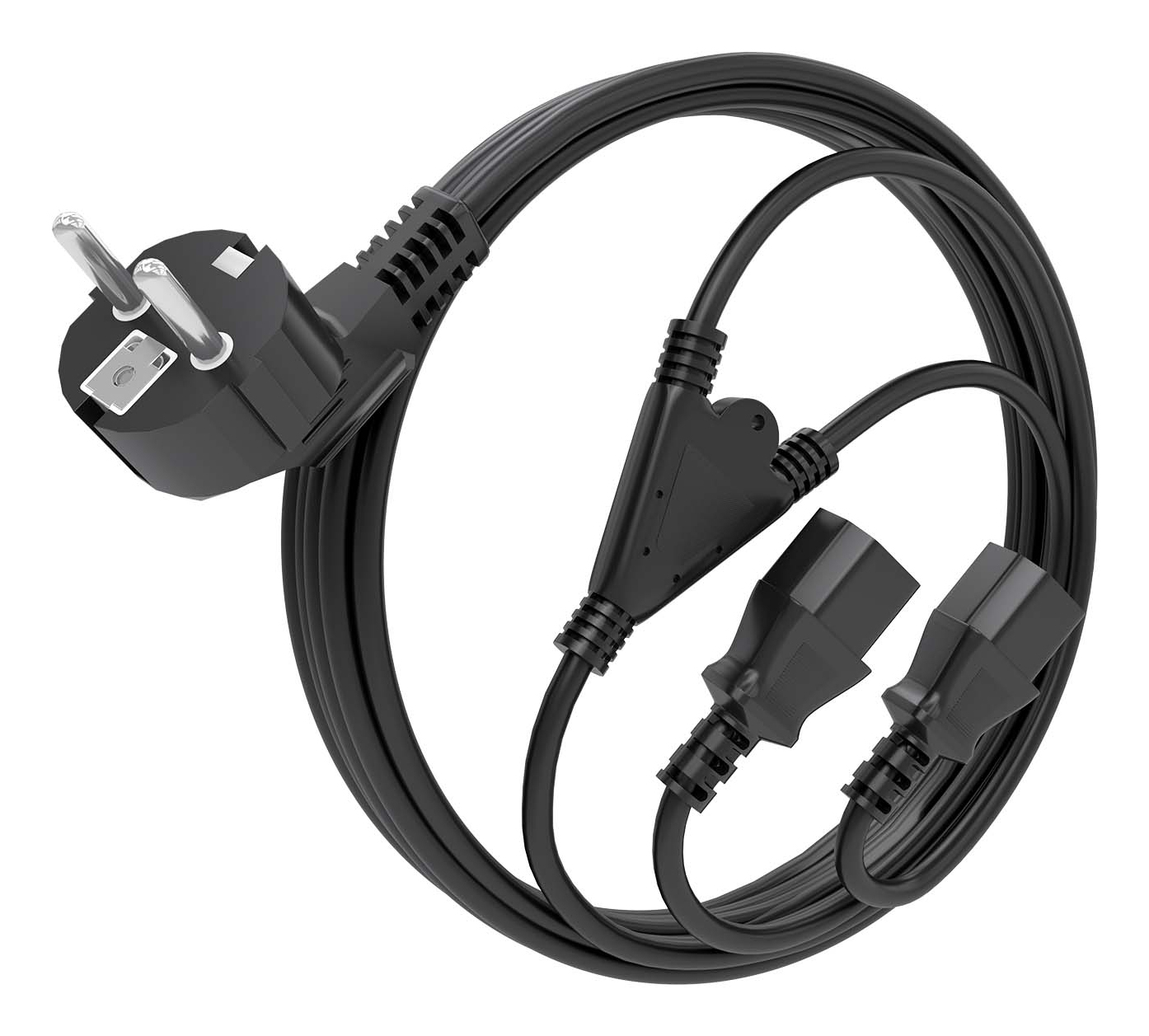 AISENS Cable Alimentacion CPU, CEE7/M-2xC13/H, Negro, 3.0m - Imagen 2