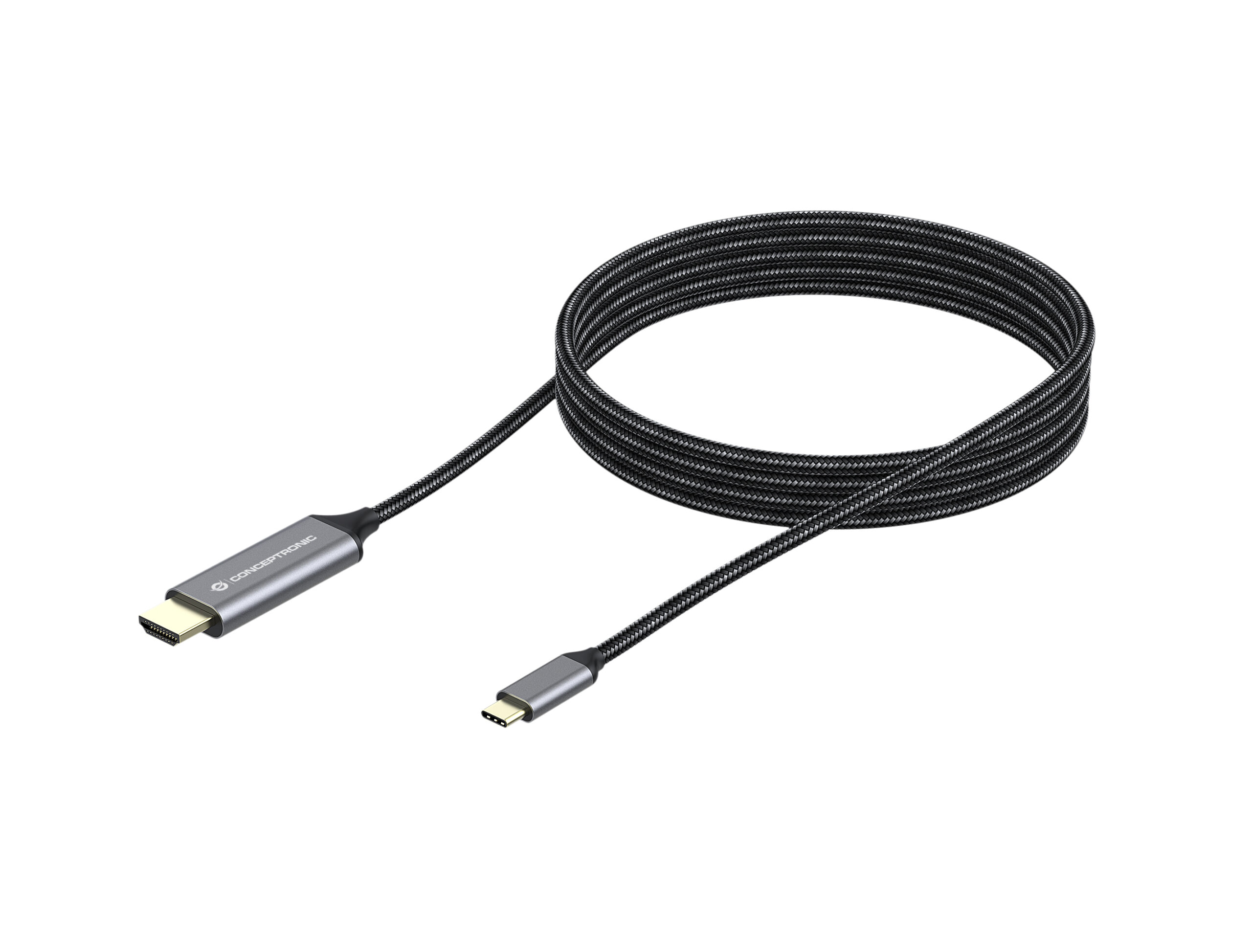 Conceptronic ABBY10G adaptador de cable de vídeo 2 m USB Tipo C HDMI Gris