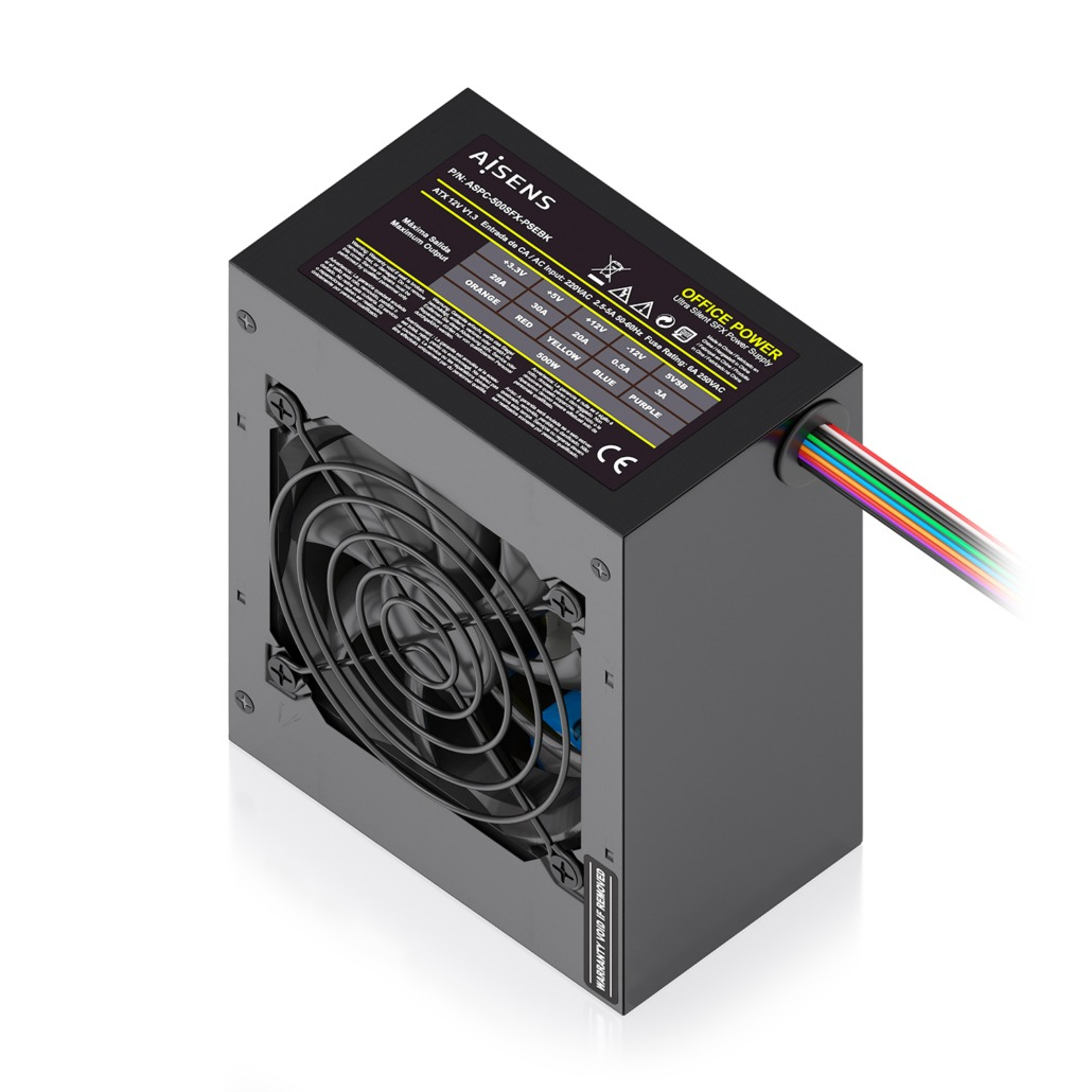 AISENS Fuente Alimentacion SFX 500W con Cable de Alimentacion OEM, Negra - Imagen 2