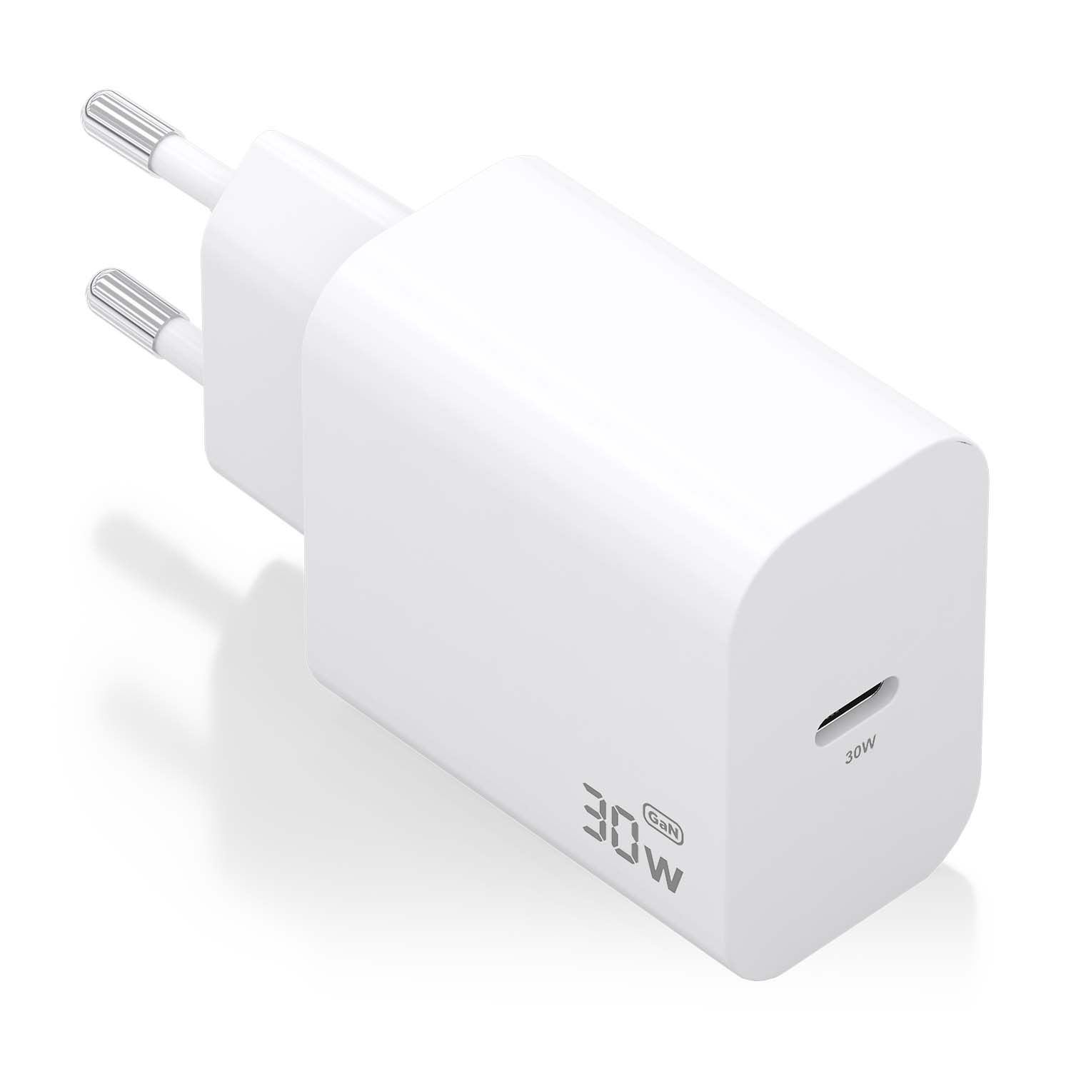 AISENS Cargador GaN 30W, 1xUSB-C PD3.0, Blanco