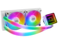 Mars Gaming ML-ULTRA240 Blanco, Refrigeración Líquida CPU, TDP 500W, Espejo Infinito, 2 Ventiladores Silenciosos FDB ARGB, Tubos ARGB, Multisocket Universal