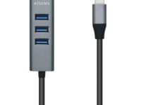 AISENS Hub USB 3.1 USB-C, USB-C/M - 4x Tipo A/H, Gris, 10 cm
