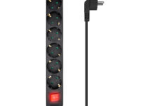 AISENS Base Multiple 6 Tomas Con Interruptor Con Cable 3x1.5mm2, Negro, 1.4m