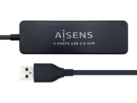 AISENS Hub USB 2.0, Tipo A/M - 4 x Tipo A/H, Negro, 30 cm