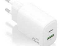 AISENS Cargador GaN 20W, 1xUSB-C PD3.0, 1xUSB-A QC3.0, Blanco