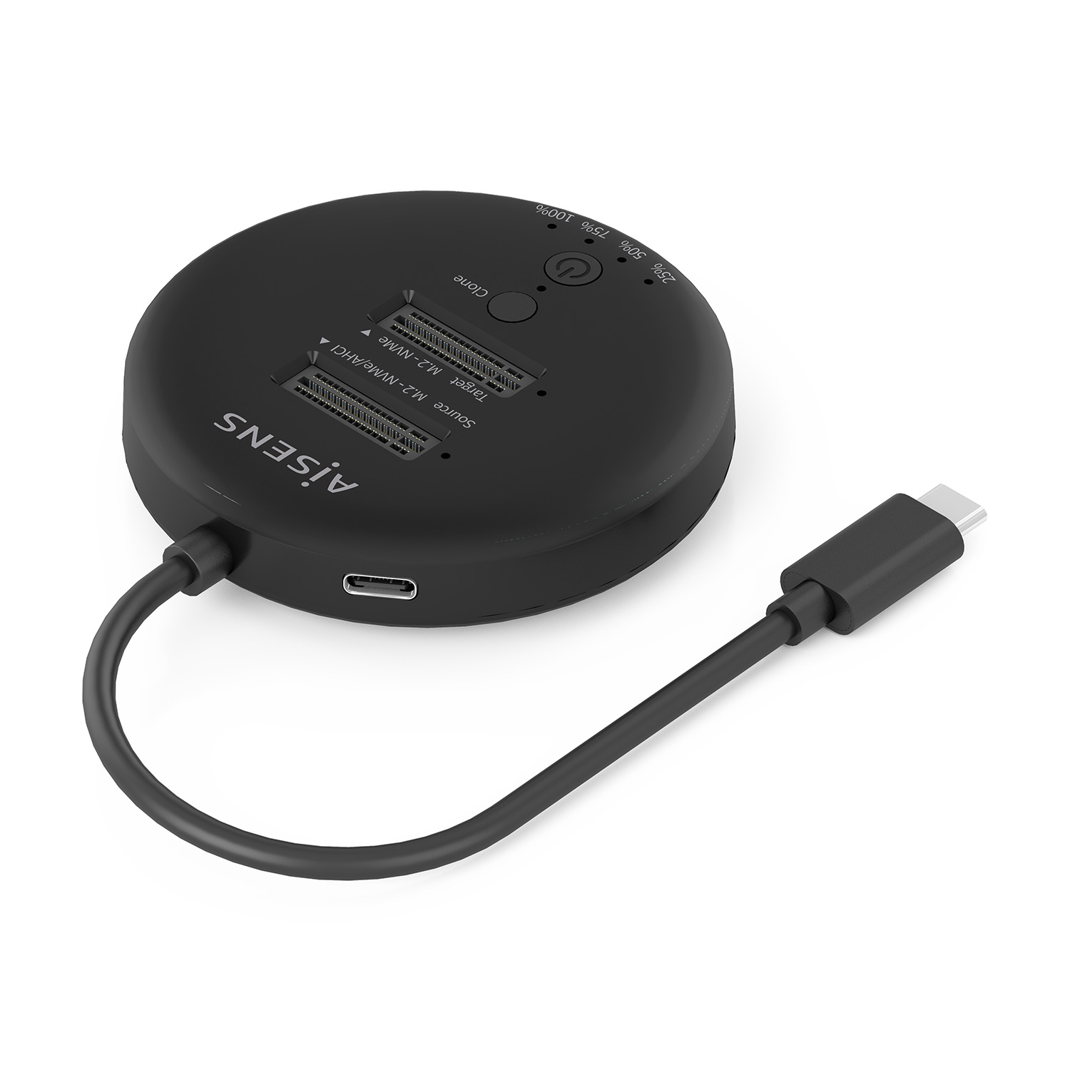 AISENS Estacion De Docking De Doble Bahia NVME a USB 3.2 Gen2x2, Clone, Negro - Imagen 3